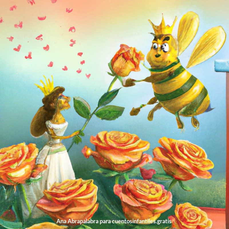 El amor florece: abeja y rosa.