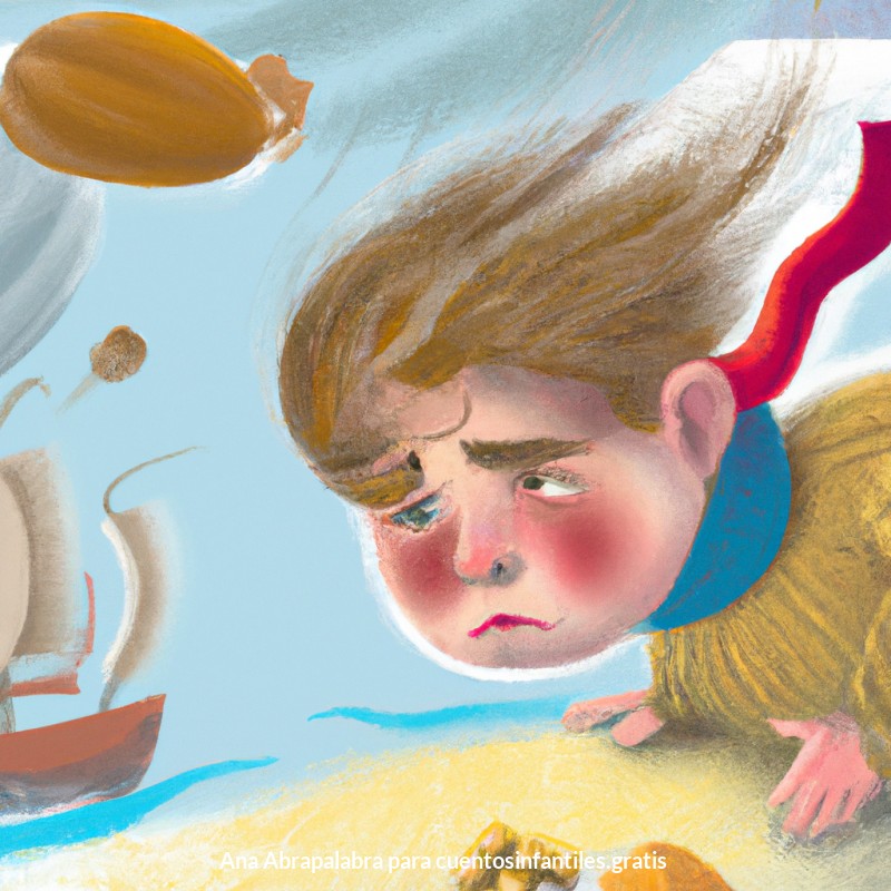El niño se defiende contra el viento ladrón.